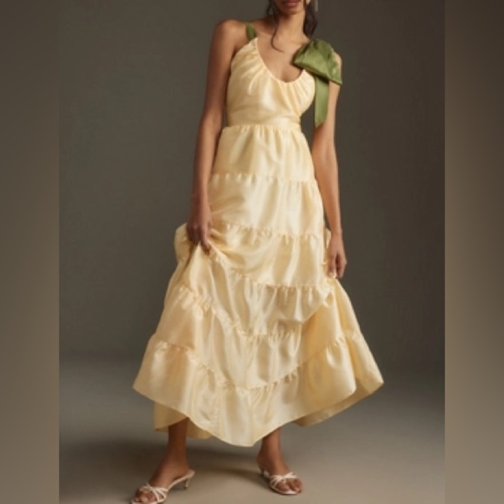 HUTCH Elegant Yellow and Green Women's Dress